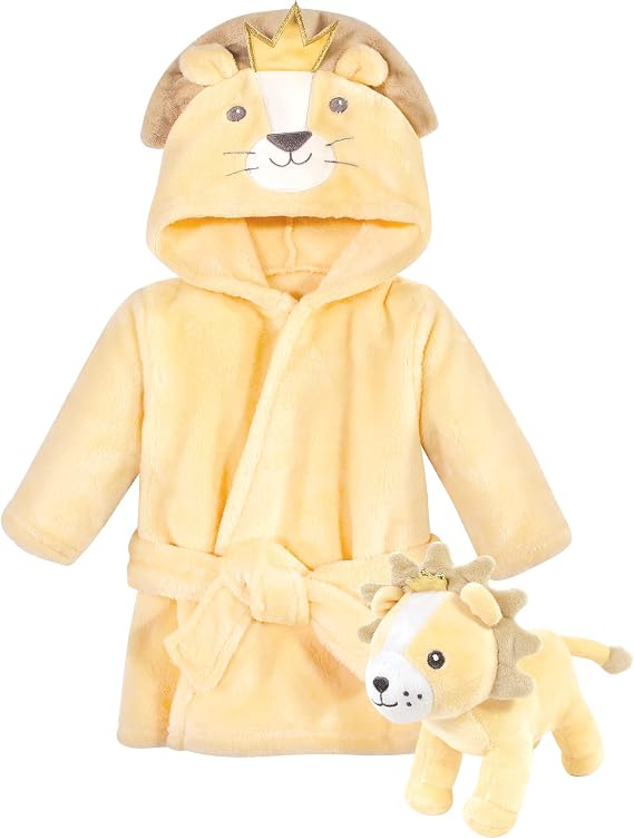 Baby Unisex Plush Bathrobe and Toy Set