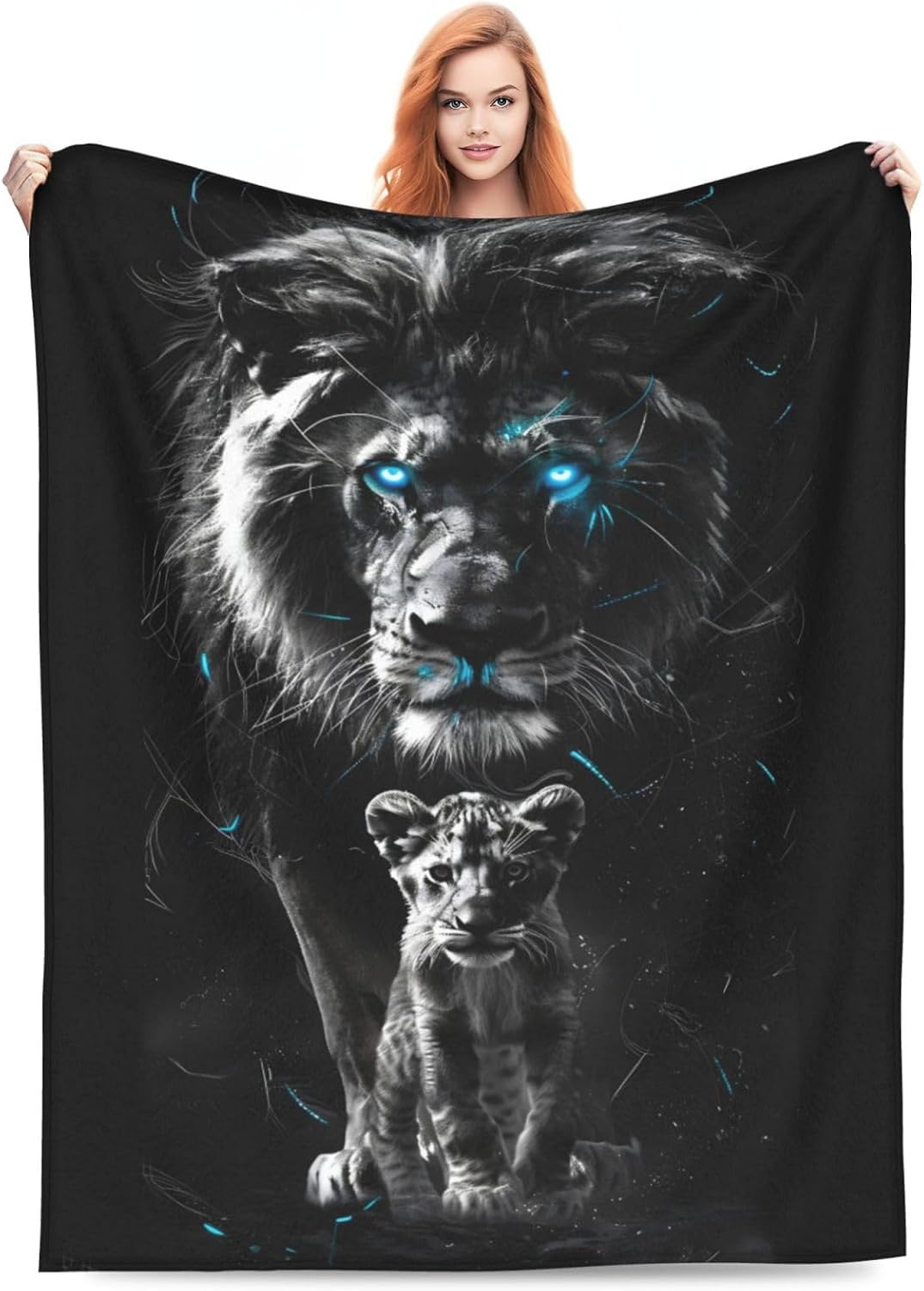 Black and White Lion Blanket