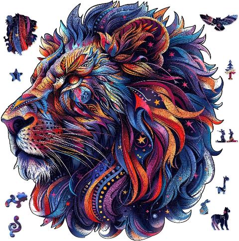 Wooden Puzzles for Adults 200 Pieces, Lion Jigsaw Puzzle